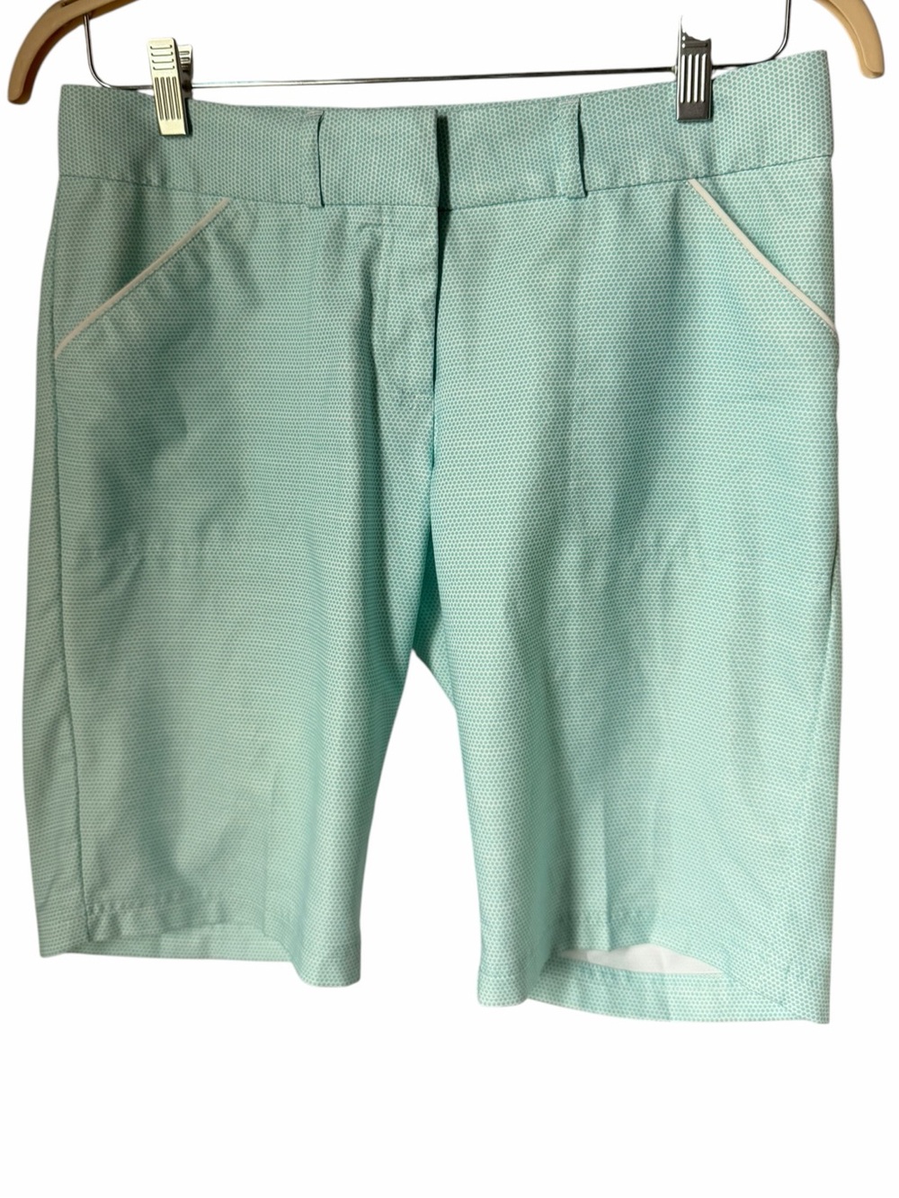 Peter Millar Light Mint Printed Performance Flat-Front Shorts Golf Activewear